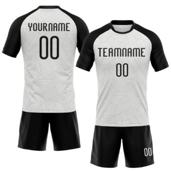 Alternative view of Custom White Black Abstract Line Sublimation Volleyball Uniform Jersey