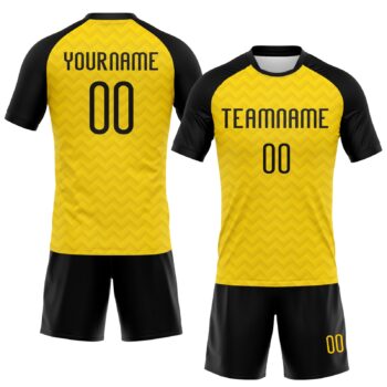 Alternative view of Custom Yellow Black Geometric Shape Sublimation Volleyball Uniform Jersey