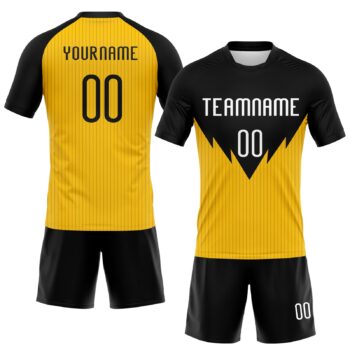 Alternative view of Custom Yellow White-Black Line Sublimation Volleyball Uniform Jersey